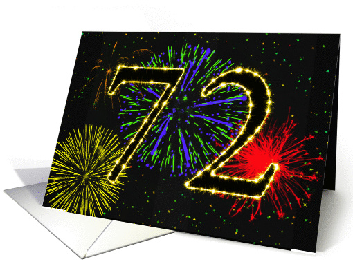 72nd Birthday card with fireworks card (1014835)