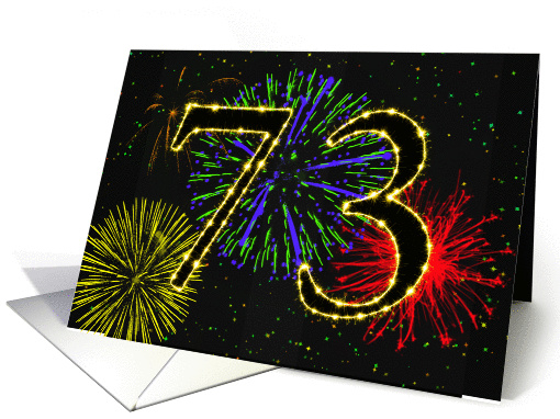 73rd Birthday card with fireworks card (1014839)
