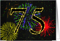 75th Birthday card with fireworks card