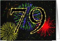 79th Birthday card with fireworks card