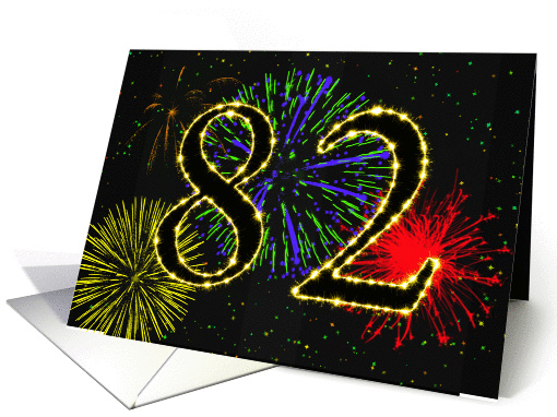82nd Birthday card with fireworks card (1014881)