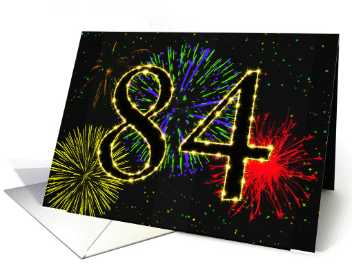 84th Birthday card with fireworks card (1014883)