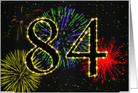 84th Birthday card with fireworks card