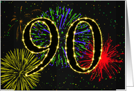 90th Birthday card with fireworks card