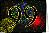 99th Birthday card with fireworks card
