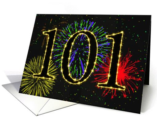 101st Birthday card with fireworks card (1014943)