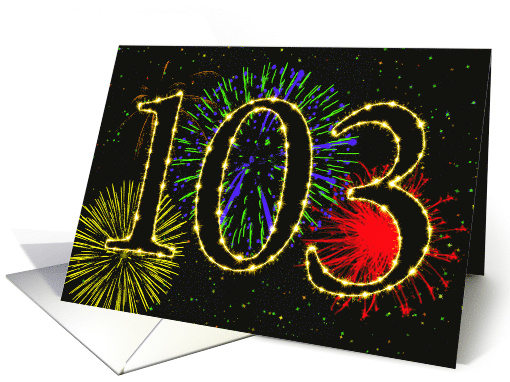 103rd Birthday Party Invitation with Fireworks card (1015463)
