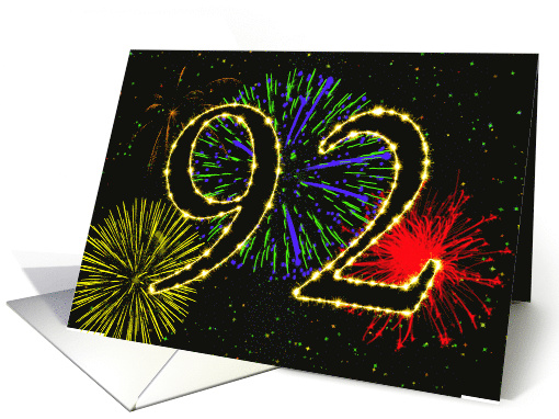 92nd Birthday Party Invitation with Fireworks card (1015511)