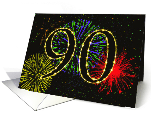 90th Birthday Party Invitation with Fireworks card (1015513)