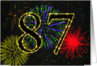 87th Birthday Party Invitation with Fireworks card