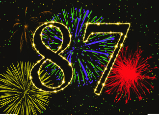 87th Birthday Party Invitation with Fireworks