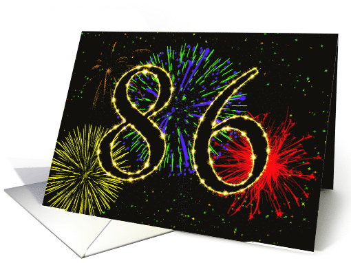 86th Birthday Party Invitation with Fireworks card (1015533)