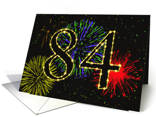 84th Birthday Party Invitation with Fireworks card (1015545)