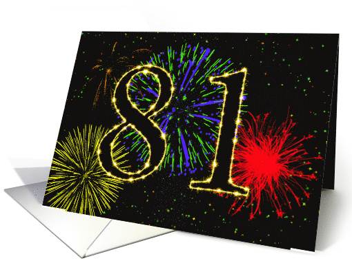 81st Birthday Party Invitation with Fireworks card (1015549)