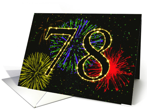 78th Birthday Party Invitation with Fireworks card (1015559)