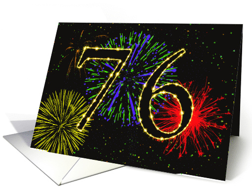 76th Birthday Party Invitation with Fireworks card (1015563)