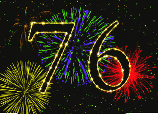 76th Birthday Party Invitation with Fireworks