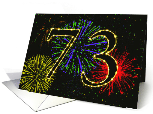 73rd Birthday Party Invitation with Fireworks card (1015569)