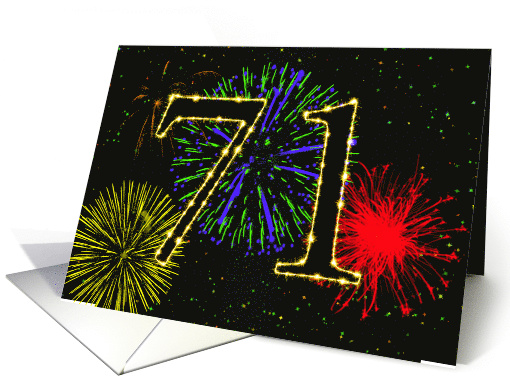 71st Birthday Party Invitation with Fireworks card (1015573)