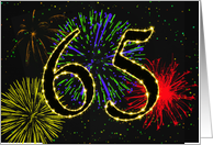 65th Birthday Party Invitation with Fireworks card