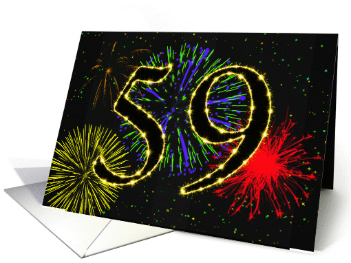 59th Birthday Party Invitation with fireworks card (1015613)