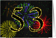 53rd Birthday Party Invitation with Fireworks card