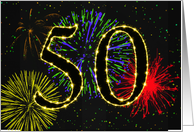 50th Birthday Party Invitation with Fireworks card