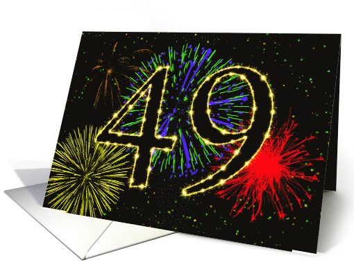 49th Birthday Party Invitation with Fireworks card (1015859)