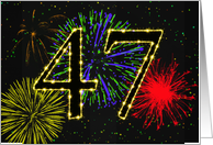 47th Birthday Party Invitation with Fireworks card
