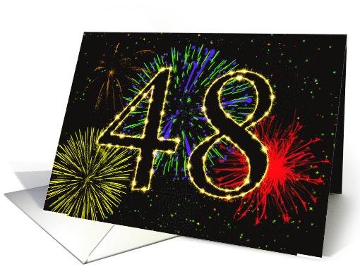 48th Birthday Party Invitation with Fireworks card (1015863)