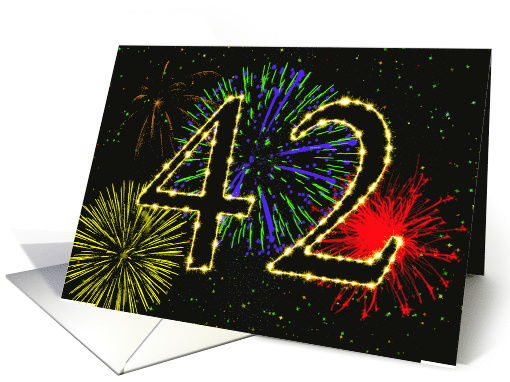 42nd Birthday Party Invitation with Fireworks card (1015871)