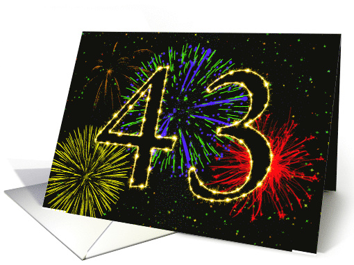 43rd Birthday Party Invitation with Fireworks card (1015873)