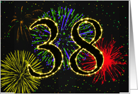 38th Birthday Party Invitation with Fireworks card