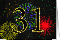 31st Birthday Party Invitation with Fireworks card