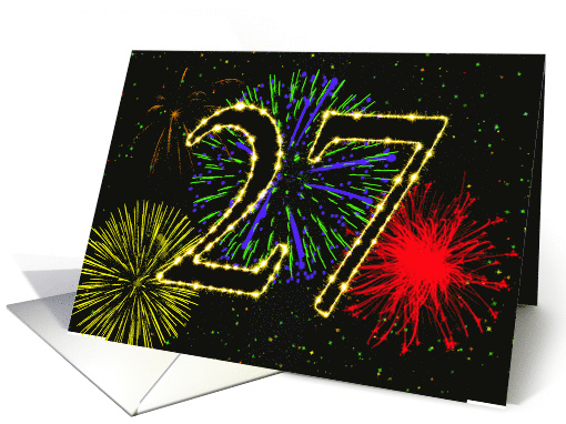 27th Birthday Party Invitation with Fireworks card (1015903)