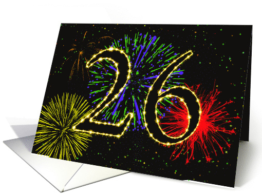 26th Birthday Party Invitation with Fireworks card (1015905)