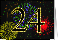 24th Birthday Party Invitation with Fireworks card
