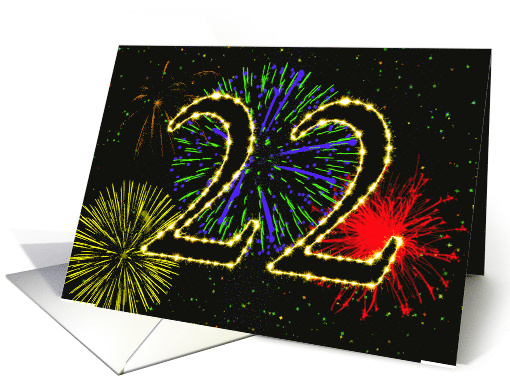 22nd Birthday Party Invitation with Fireworks card (1015913)