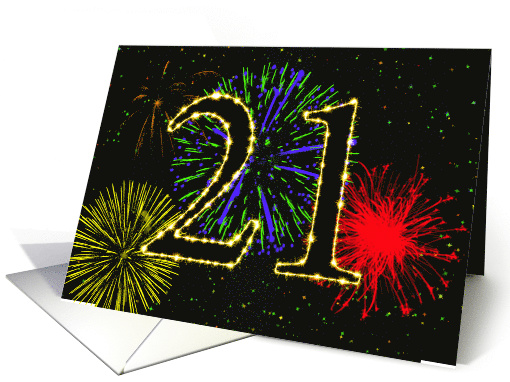 21st Birthday Party Invitation with Fireworks card (1015915)