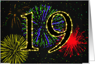 19th Birthday Party Invitation with Fireworks card