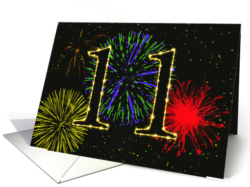 11th Birthday Party Invitation with Fireworks card (1015935)