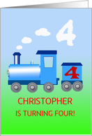 4th Birthday Party Add A Name with a Train card