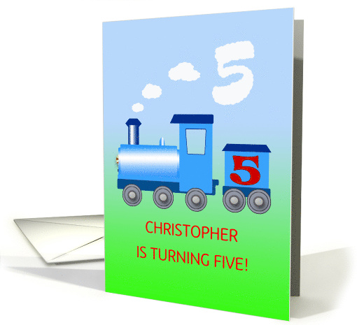 5th Birthday Party Add A Name with a Train card (1077486)