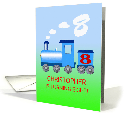 8th Birthday Party Add A Name with a Train card (1077680)