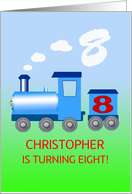 8th Birthday Party Add A Name with a Train card
