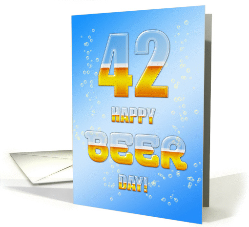 Beer drinking 42nd Birthday card (1081722)