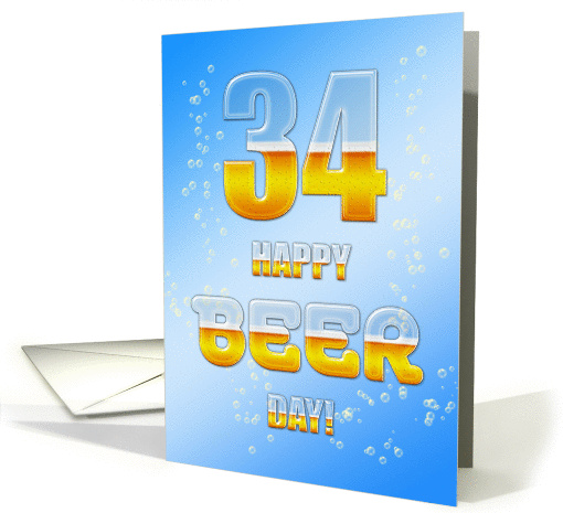Beer drinking 34th Birthday card (1081734)