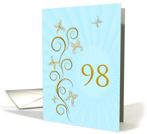 98th Birthday with Golden Butterflies card (1156364)