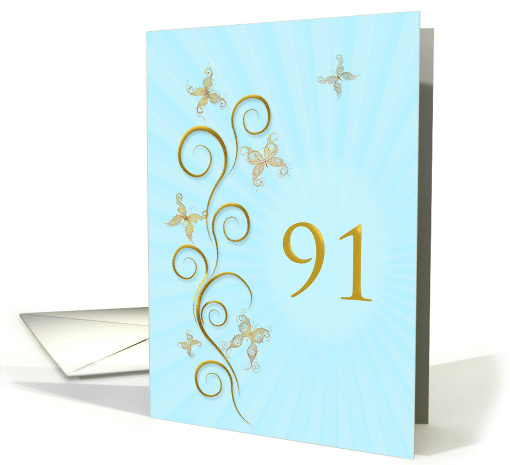 91st Birthday with Golden Butterflies card (1156446)