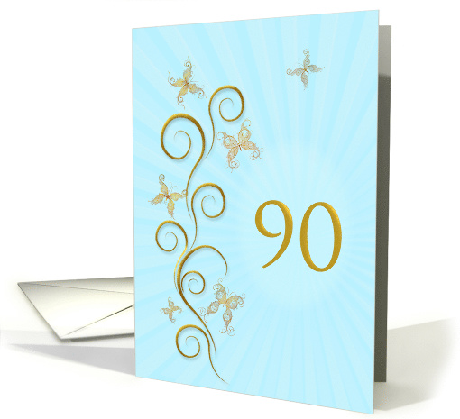 90th Birthday with Golden Butterflies card (1156454)